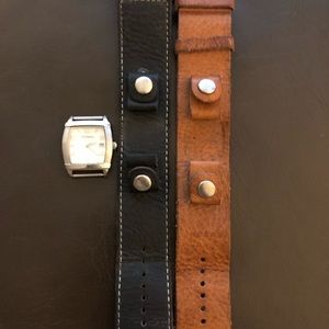 Fossil watch with two bands
